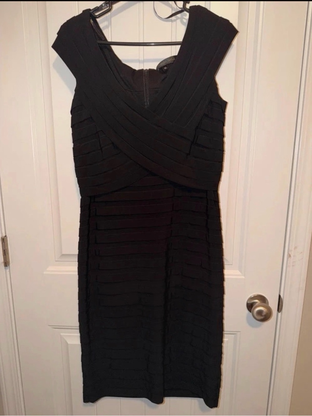 Tadashi Shoji Black V-Neck Bandage Midi Dress NWOT